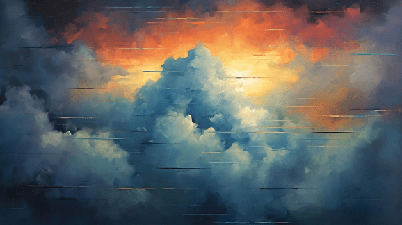 An abstract painting of clouds.